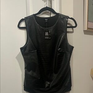 Express Black Faux Leather Tank Top